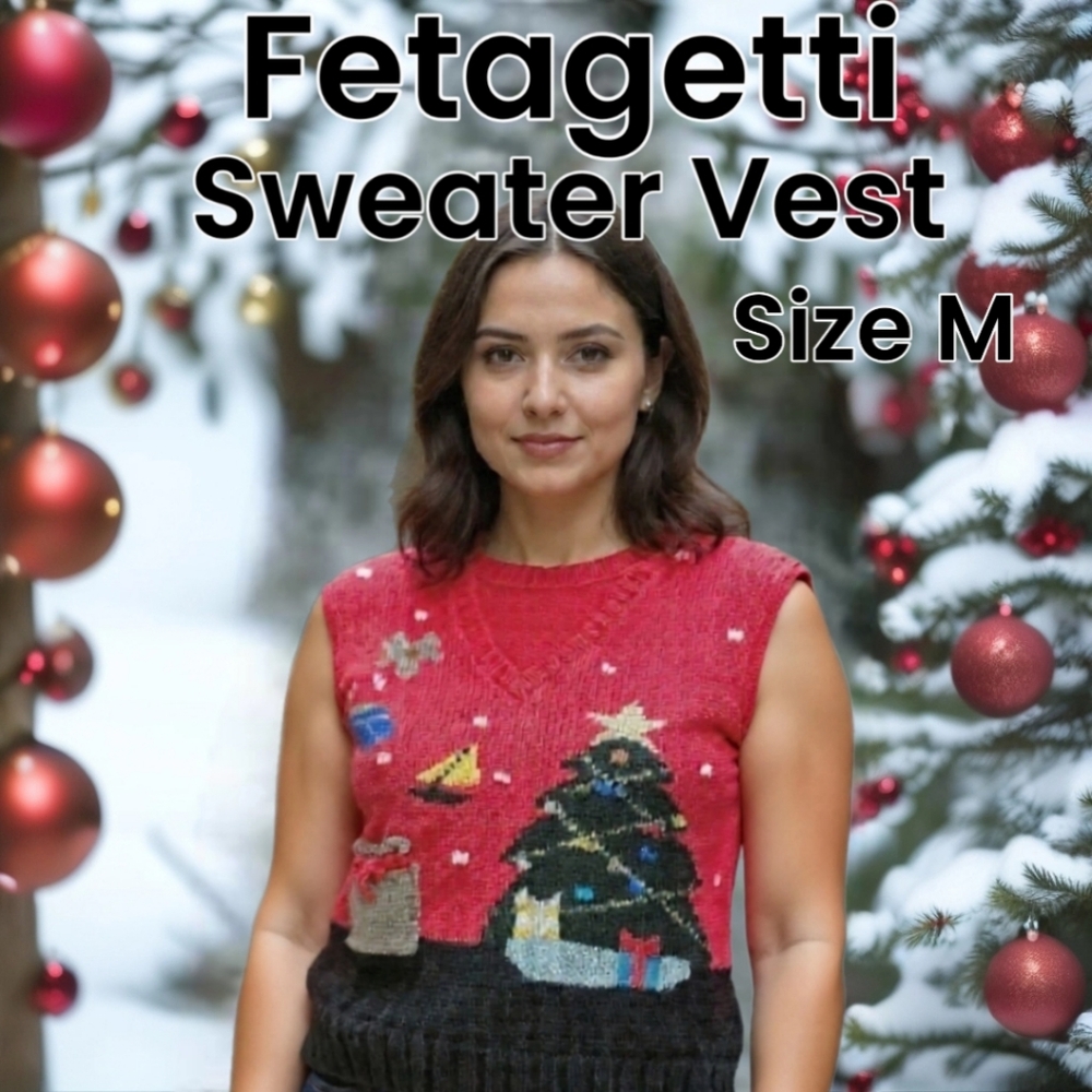 Ugly Christmas Red Vest V Neck Knit Size M